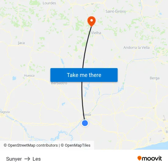 Sunyer to Les map