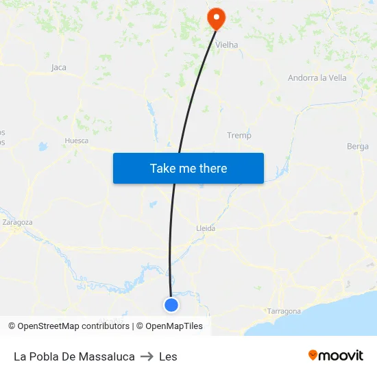 La Pobla De Massaluca to Les map