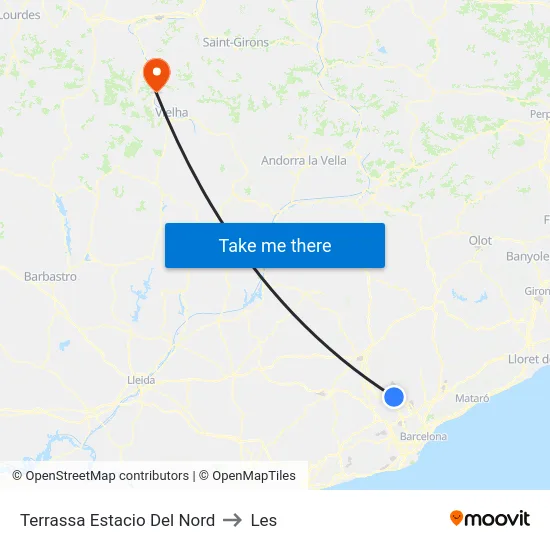 Terrassa Estacio Del Nord to Les map