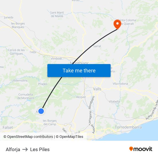 Alforja to Les Piles map