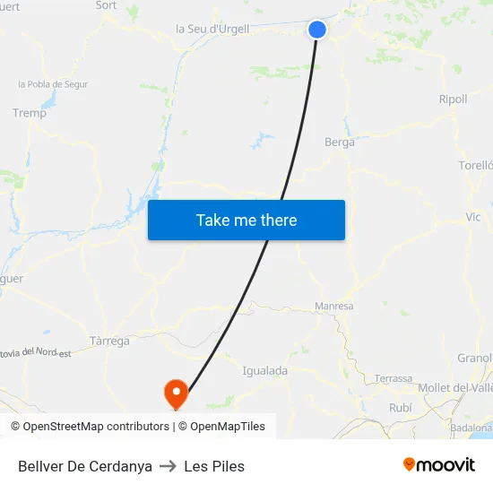 Bellver De Cerdanya to Les Piles map