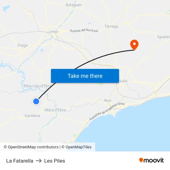 La Fatarella to Les Piles map
