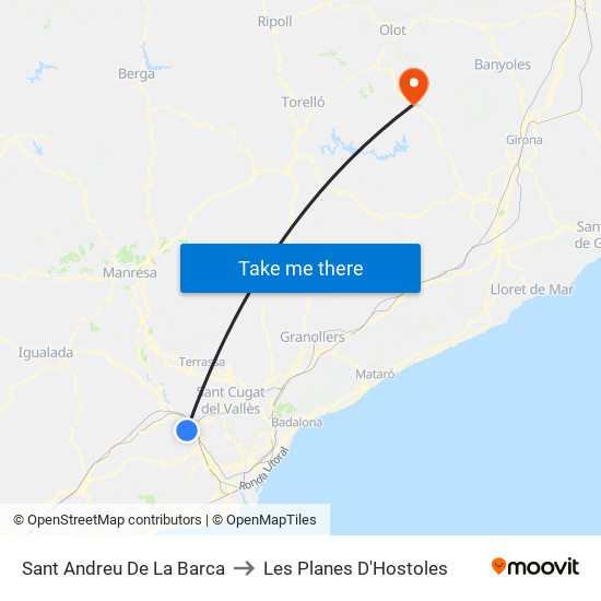 Sant Andreu De La Barca to Les Planes D'Hostoles map