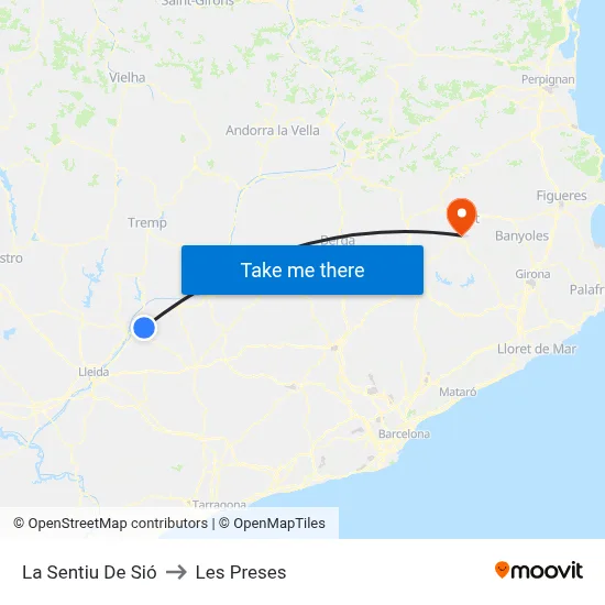 La Sentiu De Sió to Les Preses map