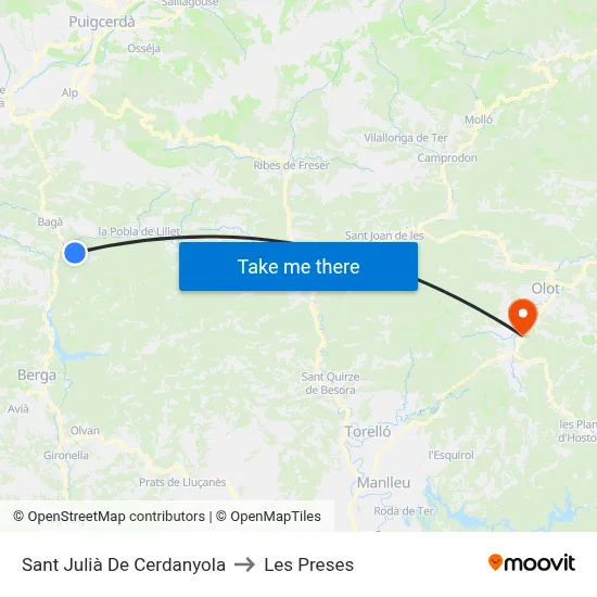 Sant Julià De Cerdanyola to Les Preses map