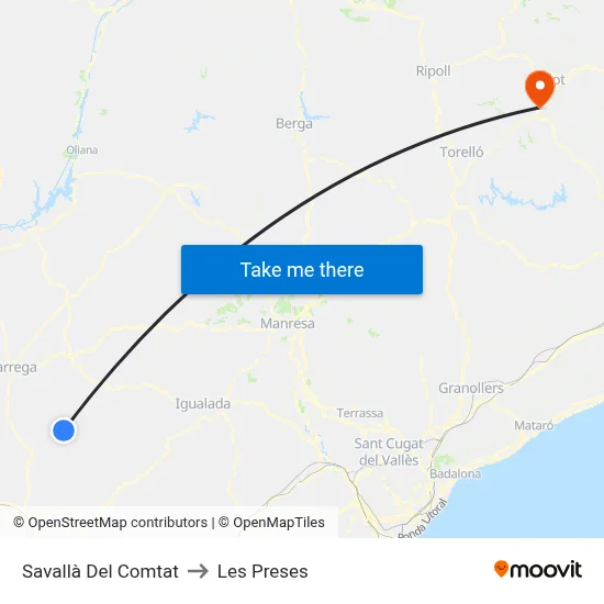 Savallà Del Comtat to Les Preses map