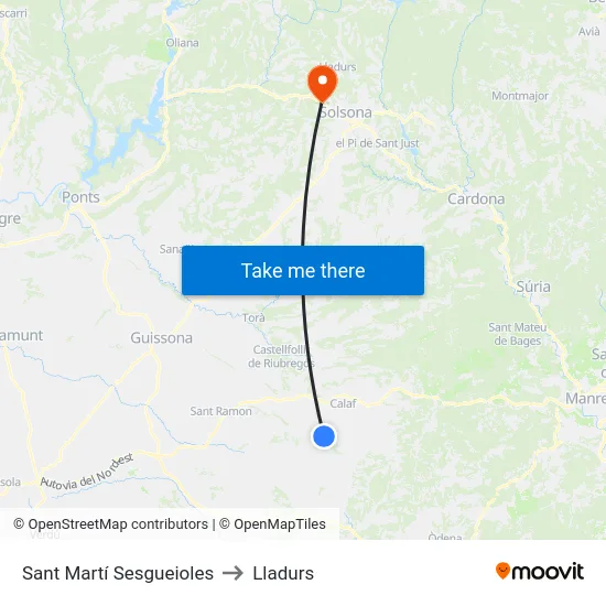 Sant Martí Sesgueioles to Lladurs map