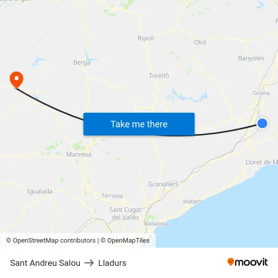 Sant Andreu Salou to Lladurs map