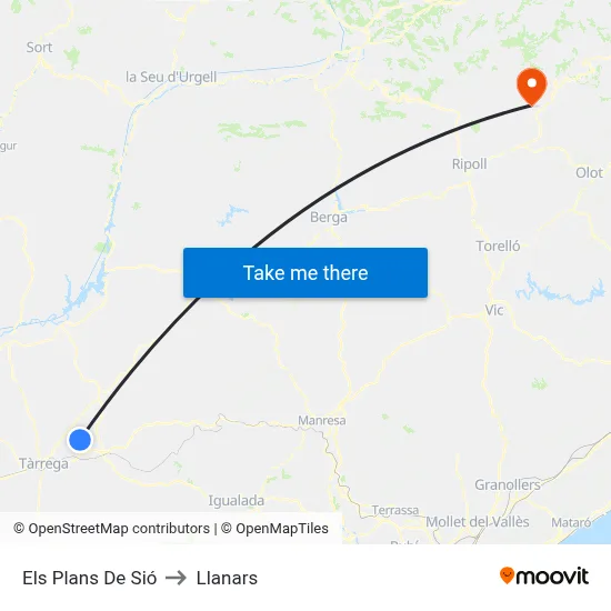 Els Plans De Sió to Llanars map