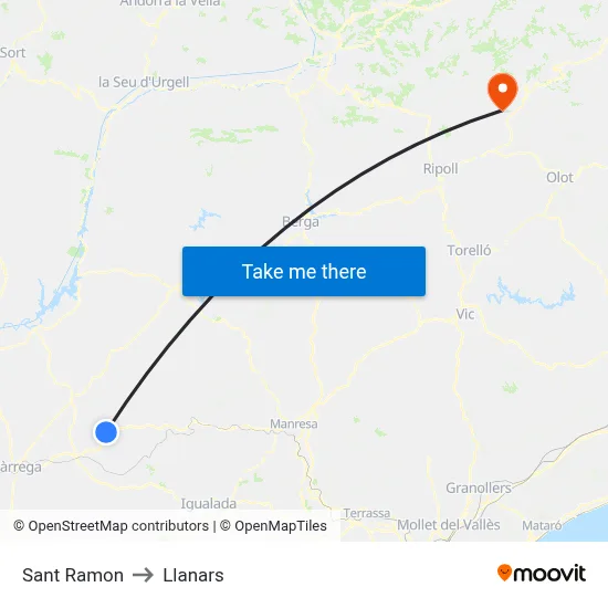 Sant Ramon to Llanars map