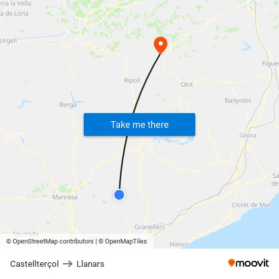 Castellterçol to Llanars map