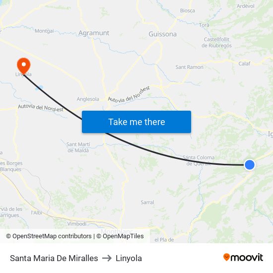 Santa Maria De Miralles to Linyola map