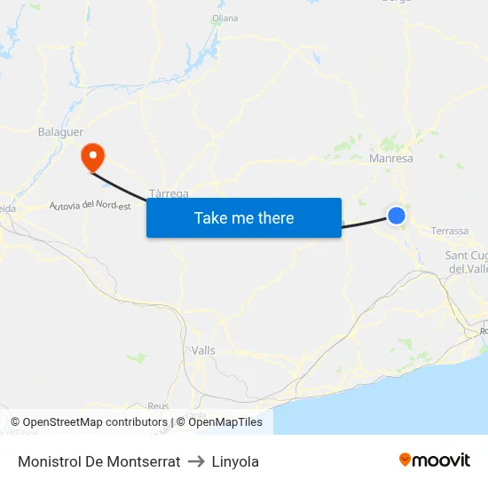 Monistrol De Montserrat to Linyola map