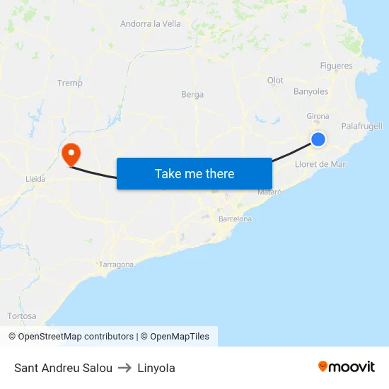 Sant Andreu Salou to Linyola map