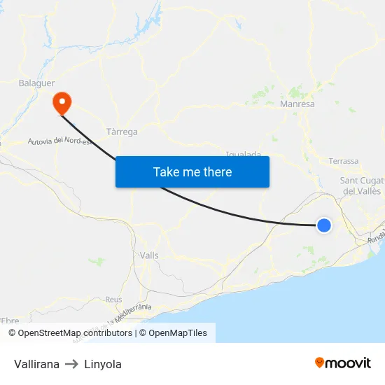 Vallirana to Linyola map