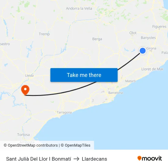 Sant Julià Del Llor I Bonmatí to Llardecans map