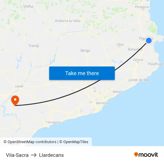 Vila-Sacra to Llardecans map