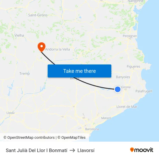 Sant Julià Del Llor I Bonmatí to Llavorsí map