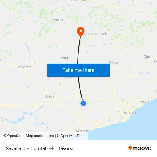 Savallà Del Comtat to Llavorsí map