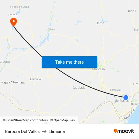 Barberà Del Vallès to Llimiana map