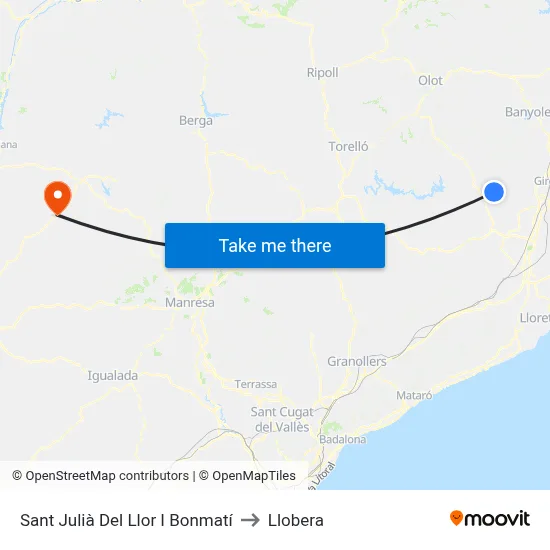 Sant Julià Del Llor I Bonmatí to Llobera map