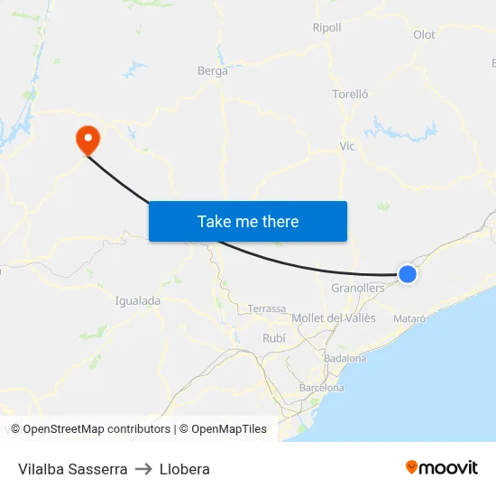 Vilalba Sasserra to Llobera map