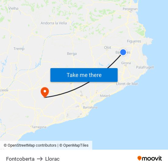 Fontcoberta to Llorac map