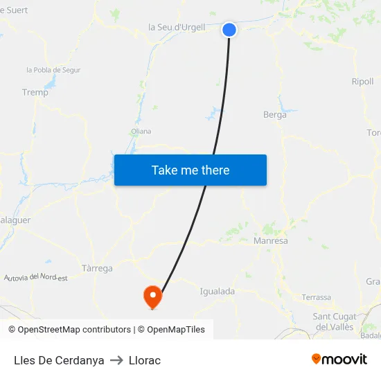 Lles De Cerdanya to Llorac map