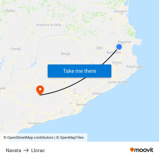 Navata to Llorac map