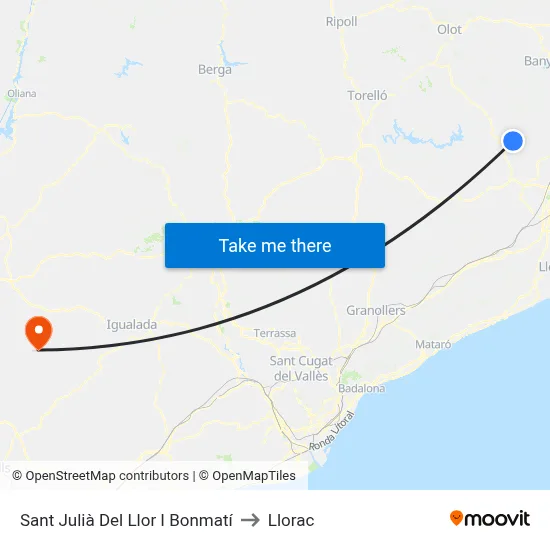 Sant Julià Del Llor I Bonmatí to Llorac map