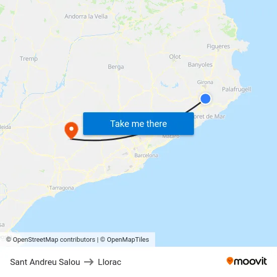 Sant Andreu Salou to Llorac map