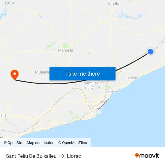 Sant Feliu De Buixalleu to Llorac map
