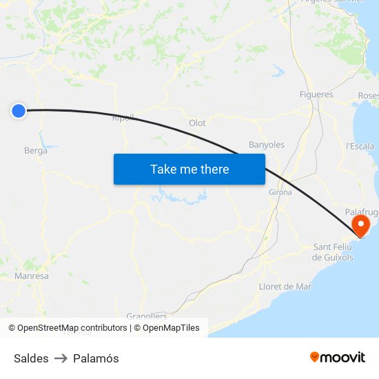 Saldes to Palamós map