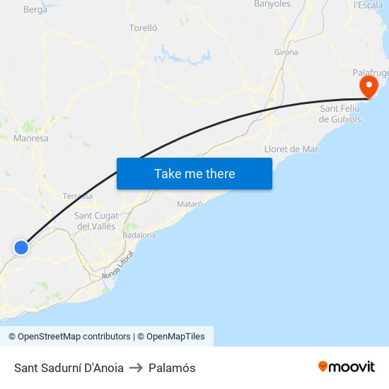 Sant Sadurní D'Anoia to Palamós map