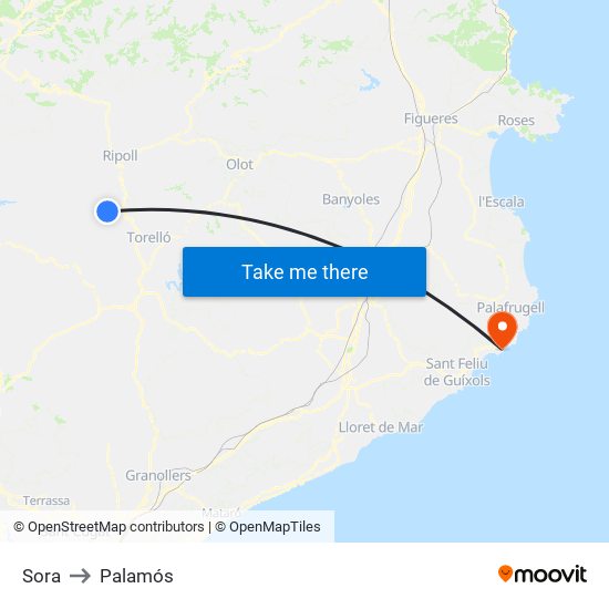 Sora to Palamós map