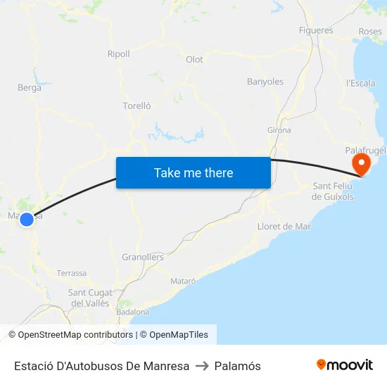 Estació D'Autobusos De Manresa to Palamós map