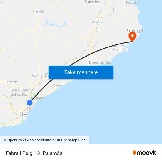 Fabra I Puig to Palamós map