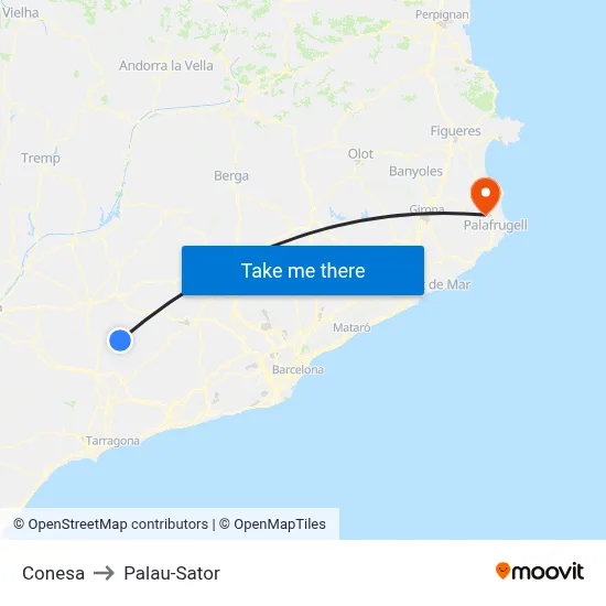 Conesa to Palau-Sator map