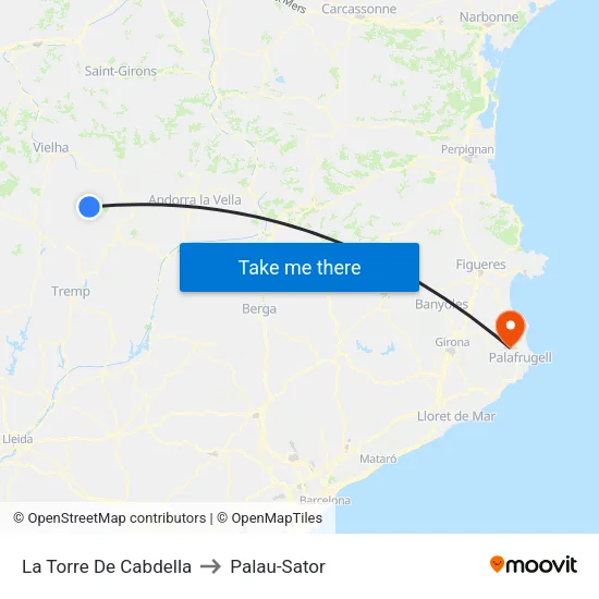 La Torre De Cabdella to Palau-Sator map