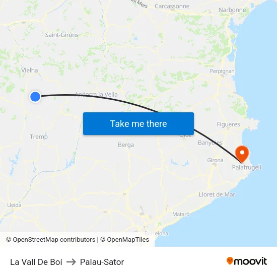La Vall De Boí to Palau-Sator map