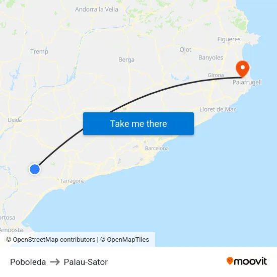 Poboleda to Palau-Sator map