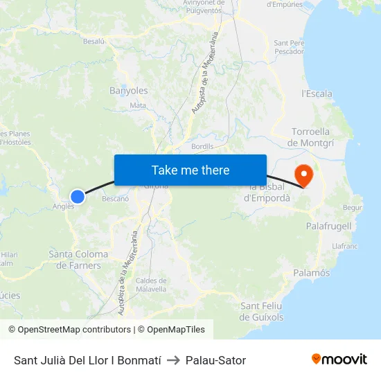 Sant Julià Del Llor I Bonmatí to Palau-Sator map