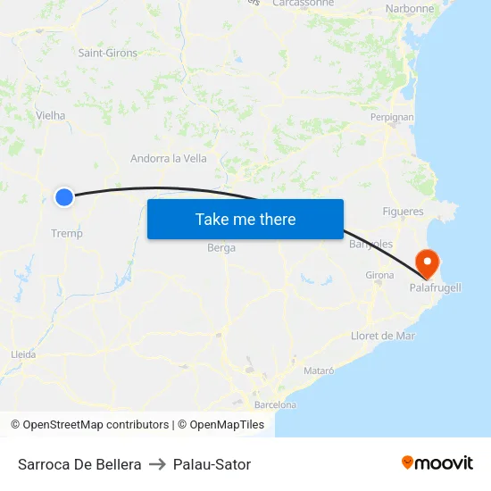 Sarroca De Bellera to Palau-Sator map