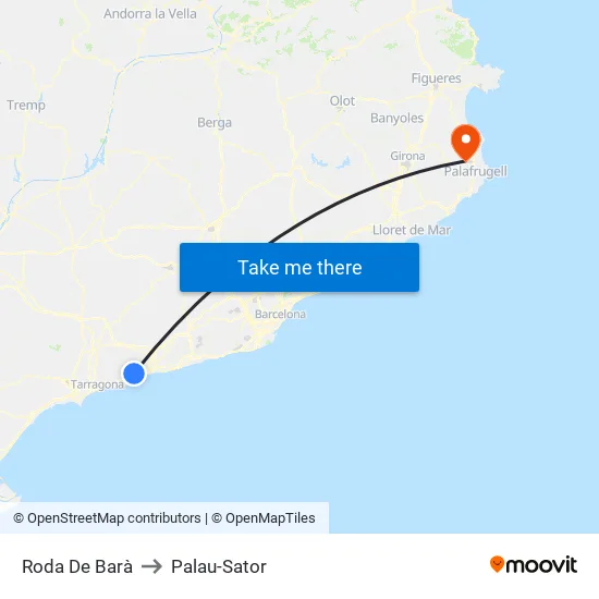 Roda De Barà to Palau-Sator map