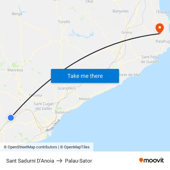 Sant Sadurní D'Anoia to Palau-Sator map