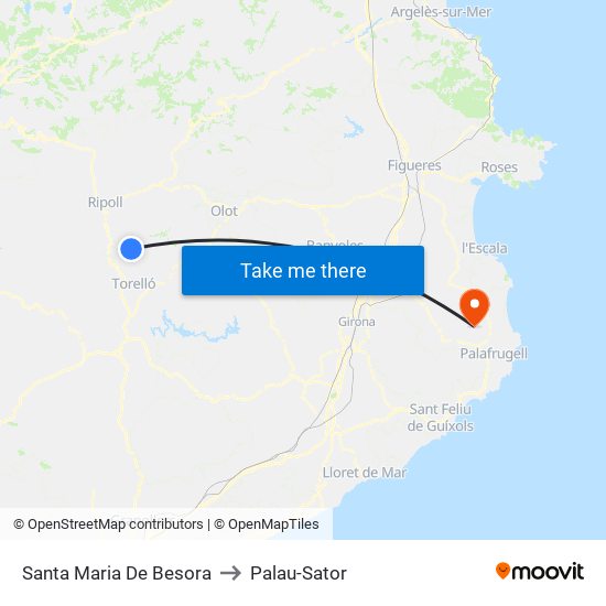 Santa Maria De Besora to Palau-Sator map