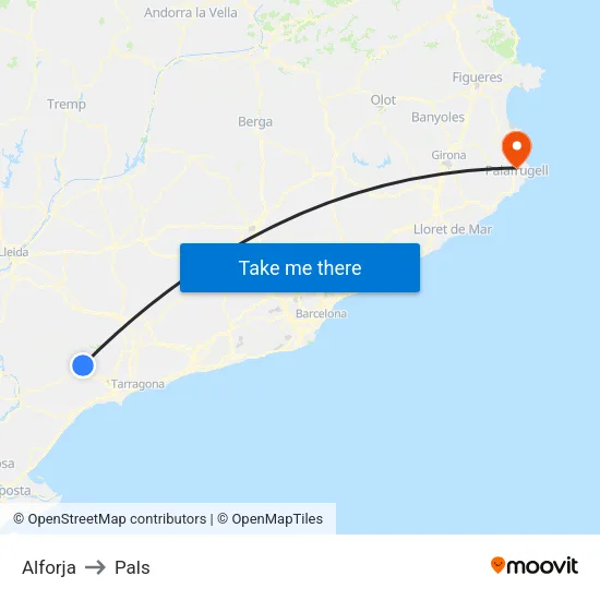 Alforja to Pals map