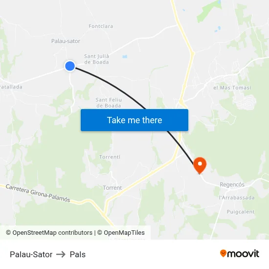 Palau-Sator to Pals map