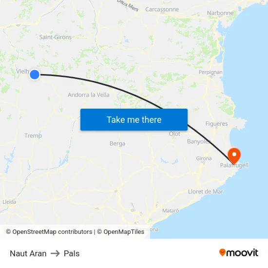 Naut Aran to Pals map
