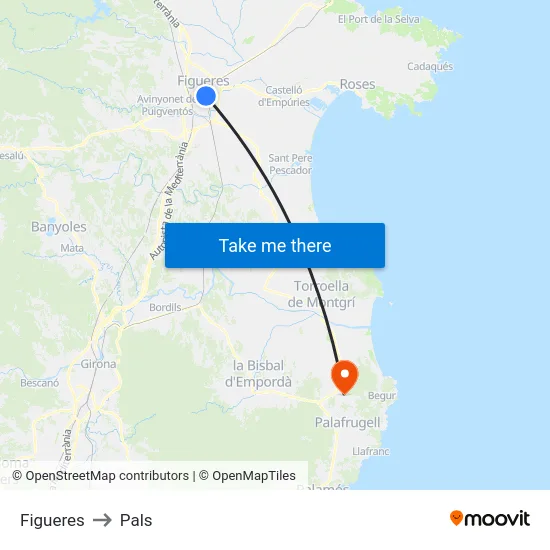 Figueres to Pals map